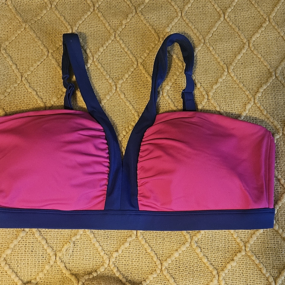 Boden Pink and Navy Bikini Top